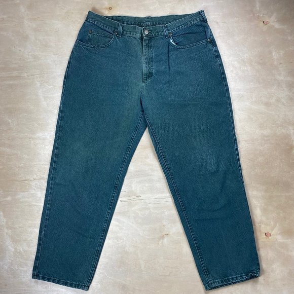 Vintage L.L. Bean Men’s 34 x 30 Green Wash Straight Leg Denim Jeans 90's - Picture 3 of 11